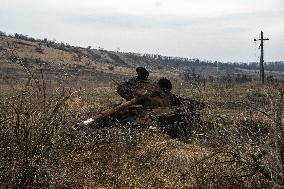 Destruction In The Bohorodychne Village, Donetsk Region, Ukraine