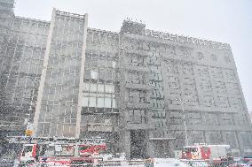 RUSSIA-MOSCOW-IZVESTIA HALL BUILDING-FIRE