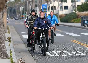 Arnold Schwarzenegger Riding His Bike - LA