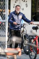 Arnold Schwarzenegger Riding His Bike - LA
