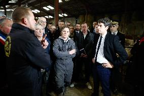 PM Attal Visits A Cattle Farm - Janvilliers