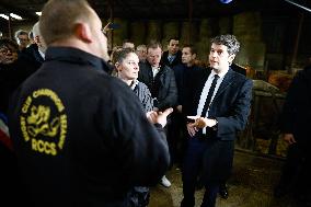 PM Attal Visits A Cattle Farm - Janvilliers