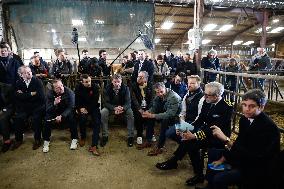 PM Attal Visits A Cattle Farm - Janvilliers