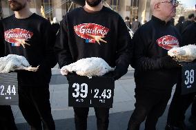 Protest Against Genetically Manipulated Chickens - Paris