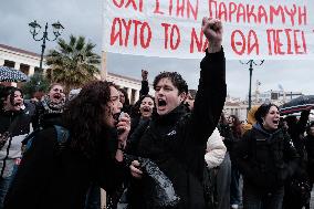 Protest Against The Non-state Universities In Athens