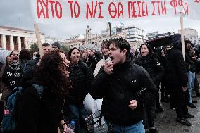 Protest Against The Non-state Universities In Athens