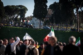 Hundreds Of Italian Farmers Protest Outside Circus Maximus In Rome