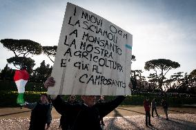 Hundreds Of Italian Farmers Protest Outside Circus Maximus In Rome