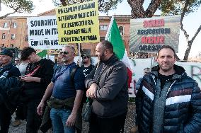 Hundreds Of Italian Farmers Protest Outside Circus Maximus In Rome