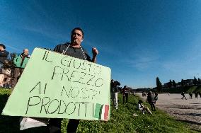 Hundreds Of Italian Farmers Protest Outside Circus Maximus In Rome