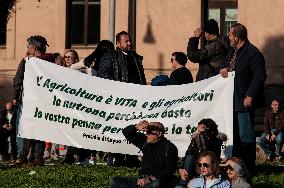 Hundreds Of Italian Farmers Protest Outside Circus Maximus In Rome