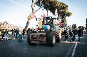 Hundreds Of Italian Farmers Protest Outside Circus Maximus In Rome