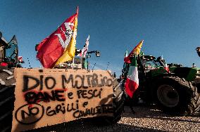 Hundreds Of Italian Farmers Protest Outside Circus Maximus In Rome