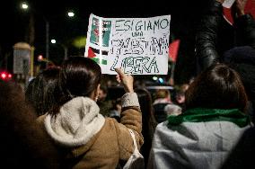 Pro-Palestine Demonstration In Front Of The Headquarters Of The Newspaper La Repubblica