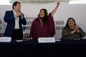 Clara Brugada Registers Before The Electoral Institute Of Mexico City As Candidate Of The MORENA Party For Mayor Of Mexico City