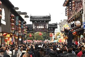 Crowded Tourists Travel At Confucius Temple Scenic Spot in Nanji