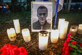 Vigil For Alexei Navalny In Front Of Russian Consulate In Krakow, Poland