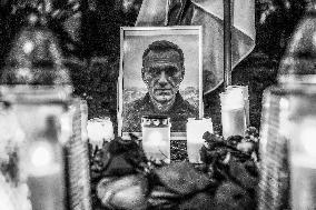 Vigil For Alexei Navalny In Front Of Russian Consulate In Krakow, Poland