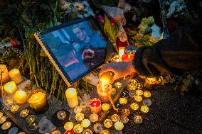 Crowd Gathers In Silence At Russian Embassy To Honor Navalny