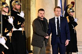 French President Macron Meets Ukranian President Zelensi