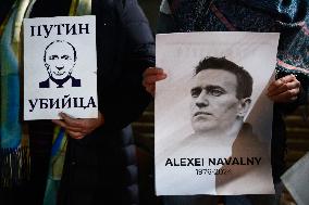 Vigil For Alexei Navalny In Front Of Russian Consulate In Krakow, Poland