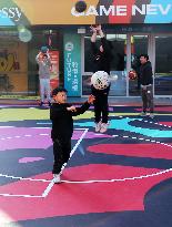 Young People Play Basketball at An Outdoor Street Basketball Court in Shanghai