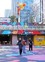 Young People Play Basketball at An Outdoor Street Basketball Court in Shanghai