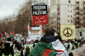 Tens Of Thousands At Pro-Palestinian March In London.