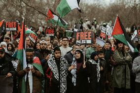 Tens Of Thousands At Pro-Palestinian March In London.