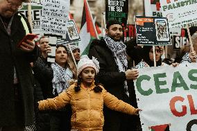 Tens Of Thousands At Pro-Palestinian March In London.