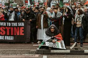 Tens Of Thousands At Pro-Palestinian March In London.