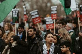 Tens Of Thousands At Pro-Palestinian March In London.