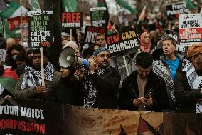 Tens Of Thousands At Pro-Palestinian March In London.