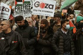 Tens Of Thousands At Pro-Palestinian March In London.