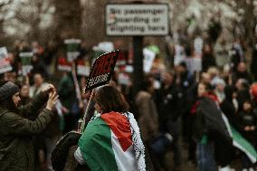 Tens Of Thousands At Pro-Palestinian March In London.