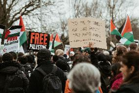 Tens Of Thousands At Pro-Palestinian March In London.