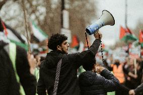 Tens Of Thousands At Pro-Palestinian March In London.