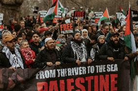 Tens Of Thousands At Pro-Palestinian March In London.