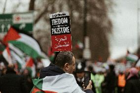 Tens Of Thousands At Pro-Palestinian March In London.