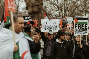 Tens Of Thousands At Pro-Palestinian March In London.