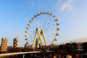A Ferris Wheel at Sunset in Shenzhen