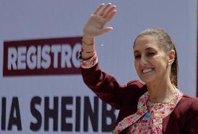 Claudia Sheinbaum Registers With The INE As A Candidate For The Presidency Of Mexico For The MORENA Party