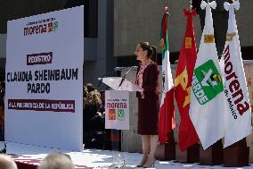 Claudia Sheinbaum Registers With The INE As A Candidate For The Presidency Of Mexico For The MORENA Party