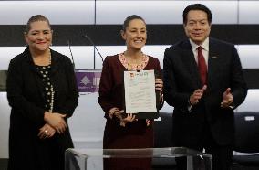 Claudia Sheinbaum Registers With The INE As A Candidate For The Presidency Of Mexico For The MORENA Party