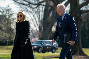 US President Joe Biden returns to the White House on Presidents Day