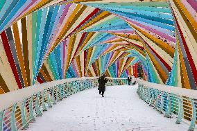 Rainbow Bridge After Snow in Qingdao