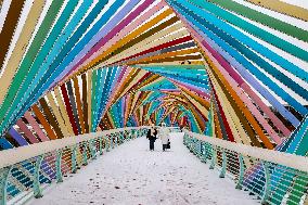 Rainbow Bridge After Snow in Qingdao
