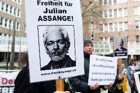 Protest Against Extradition Julian Assange In Duesseldorf