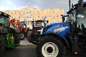 Greek Farmers Stage Tractor Protest In Athens