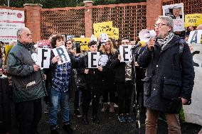 Demonstration Against The Extradition Of Julian Assange  In Front Of The English Embassy In Rome